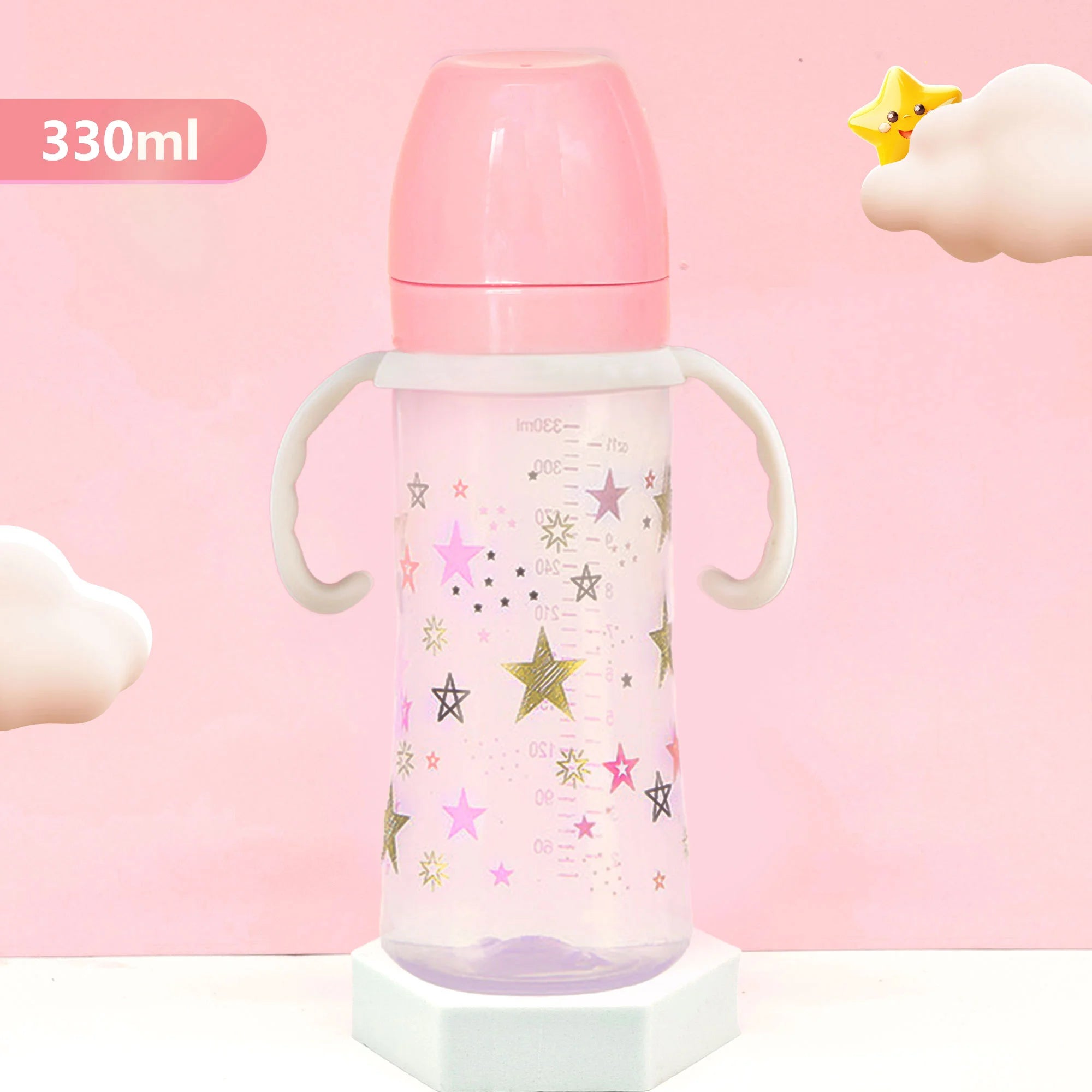 330ml baby bottle with handle, easy to clean, feeding accessory for children, suitable for various occasions