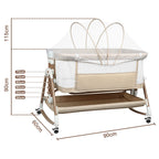 3-in-1 Baby Cot, Baby Bed, Baby Rocker, Baby Travel Bed with Mattress, Bassinet with 6 Height, Cradle Function, Breathable Mesh