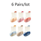 3/6 Pairs Baby Floor Socks with Grips Breathable Cotton Non-Slip Socks for Toddlers 0-5 Years
