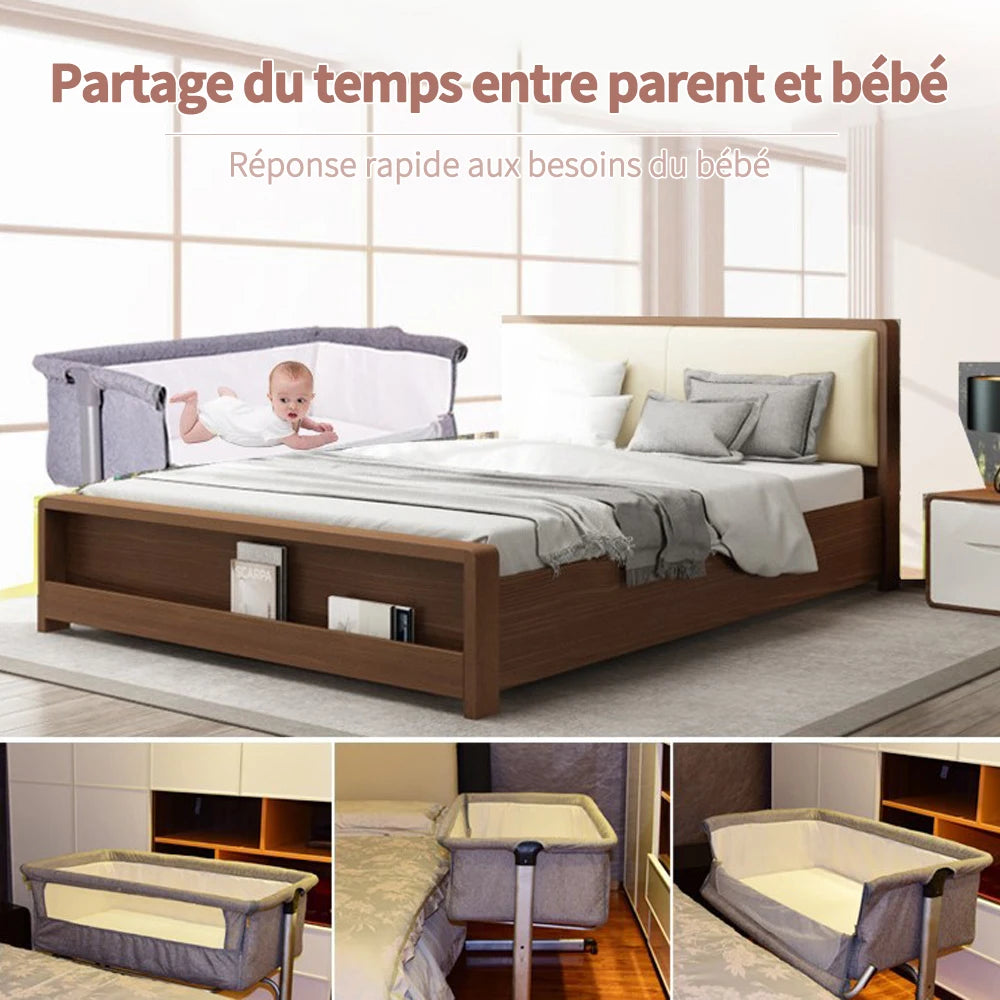 3 In 1 Travel Bed For Babies, Side Bed, Baby Cradle, Baby Bed, Baby Rocker, 6 Height Adjustable, Swing To Sleep, For Infants/Pet
