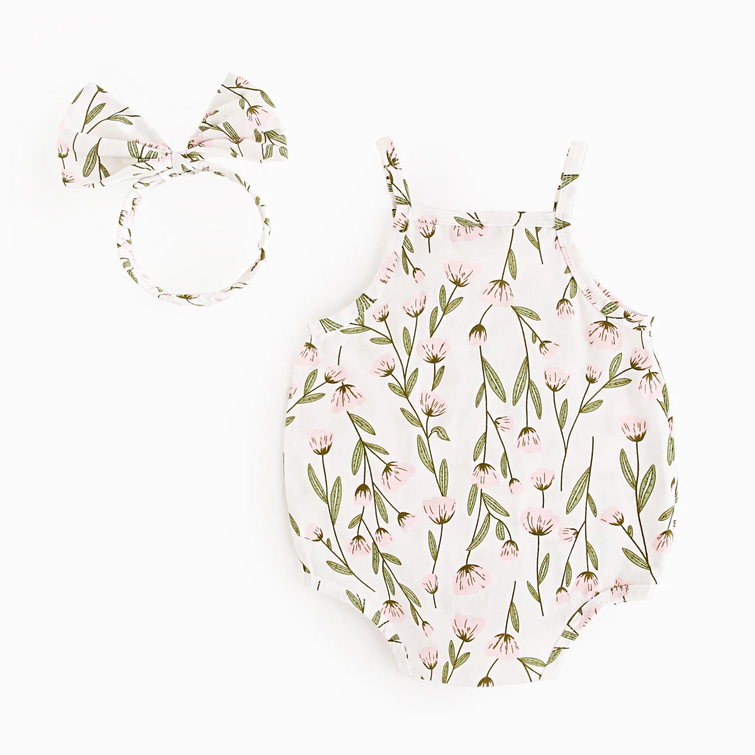 Body Bébé Fille Été – Combinaison Fleurie Sans Manches avec Bandeau