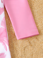 Maillot de Bain Bébé Fille Rose – Manches Longues avec Chapeau
