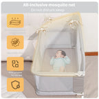 Baby Crib, 3-In-1 Folding Baby Crib Sleeper With Breathable & Visible Mesh Window, Washable Elastic Cloth Liner Cover Portable