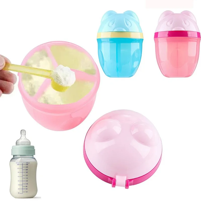 3-Compartment Portable Baby Food Storage Box, Essential Grain Storage for Babies, Travel Cartoon Mini Portable Snack Dispenser