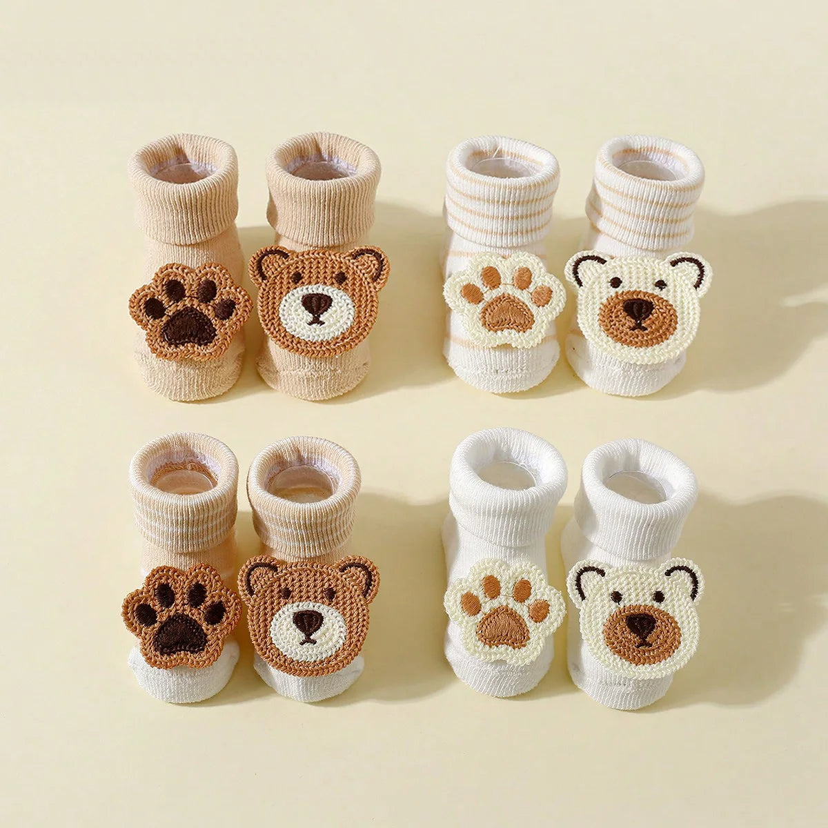 Lot 4 Chaussettes Bébé – Ours Mignon