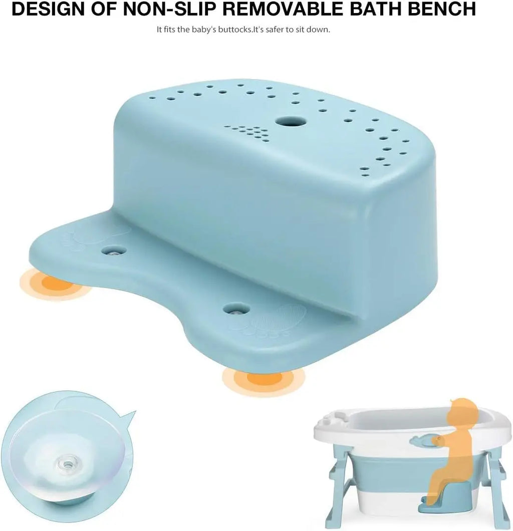 Baby Bathtub, foldable bathtub with cork, bathtub child length cm, 0-10 years (blue)