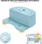 Baby Bathtub, foldable bathtub with cork, bathtub child length cm, 0-10 years (blue)