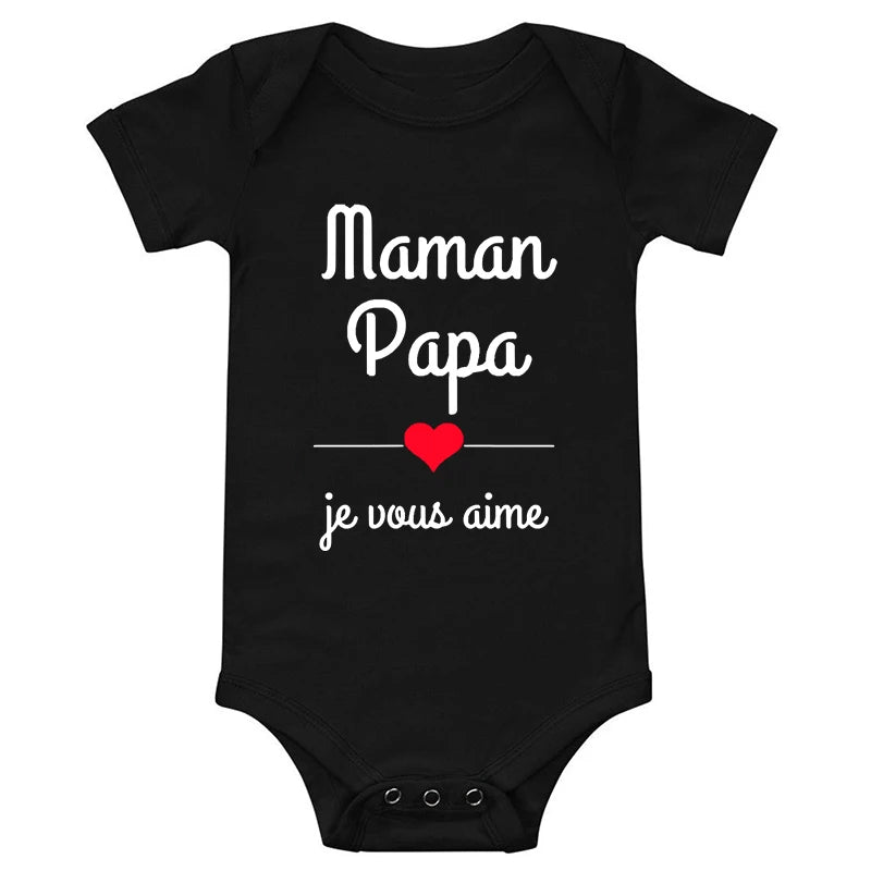 Body Bébé "Maman Papa Je Vous Aime" – Barboteuse à Message