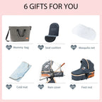 3-in-1 High Landscape Baby Stroller Travel System Bassinet Car Seat Lightweight Frame with One-Hand Folding Feature Baby Items