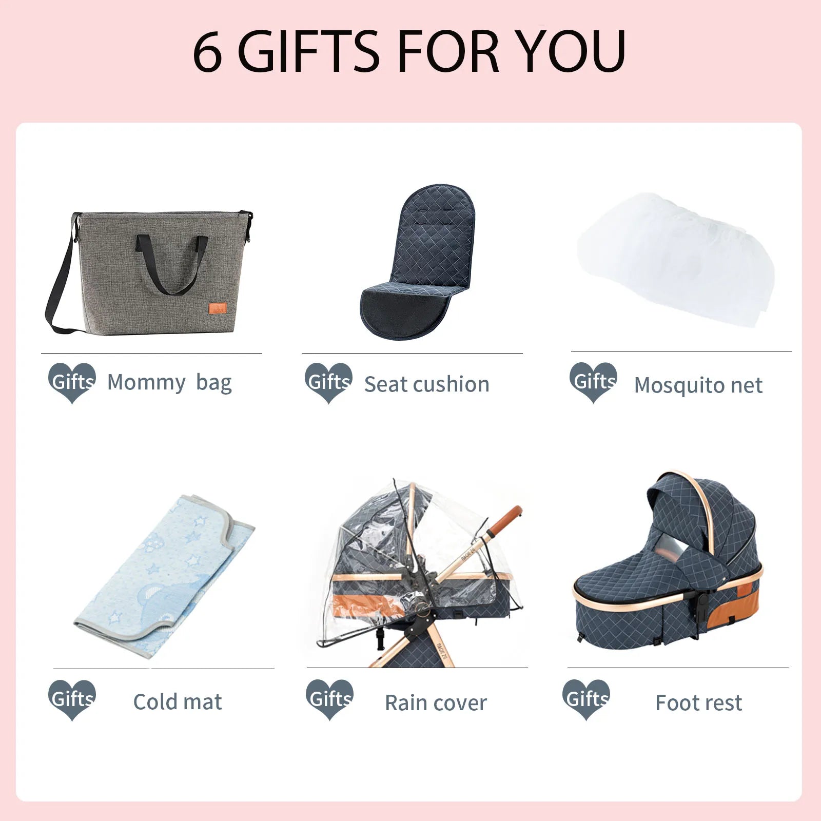 3-in-1 High Landscape Baby Stroller Travel System Bassinet Car Seat Lightweight Frame with One-Hand Folding Feature Baby Items