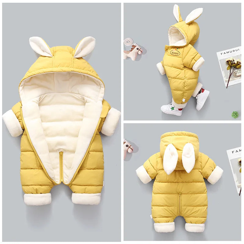 Snowsuit Bébé – Velours Capuche Lapin