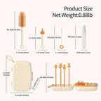 Silicone Bottle Brush Pacifier Brush with Storage Box Draining Rack Straw Brush for Baby Bottles Home Travel Cleaning Kit Safe
