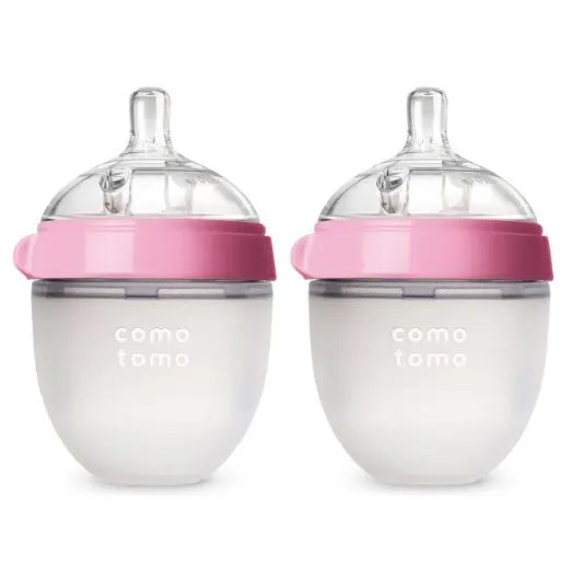 Baby Bottles 2 Pack BPA free Feeding bottle children kids Silicone Baby Bottle Green/Pink 5 oz and 8 oz