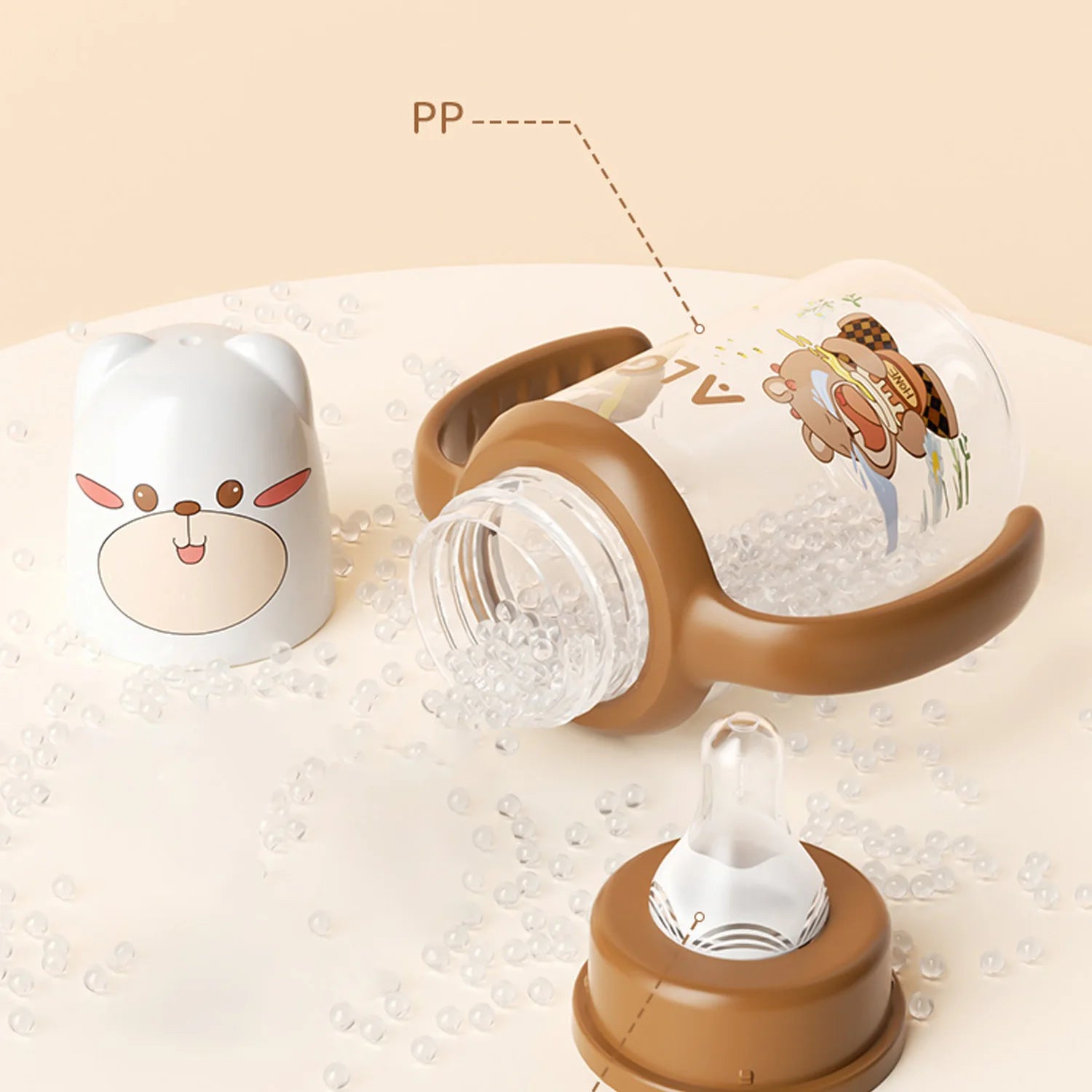The new straight-body baby bottle, cute with handle, anti-flatulence standard mouth 240ml baby bottle, Christmas gift
