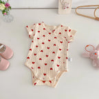 2026 Summer New Baby Clothes Cute Heart Print Toddler Girls Bodysuits Korean Style Baby One Piece