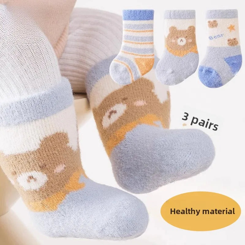 Chaussettes Bébé – Chaudes Antidérapantes 3 paires