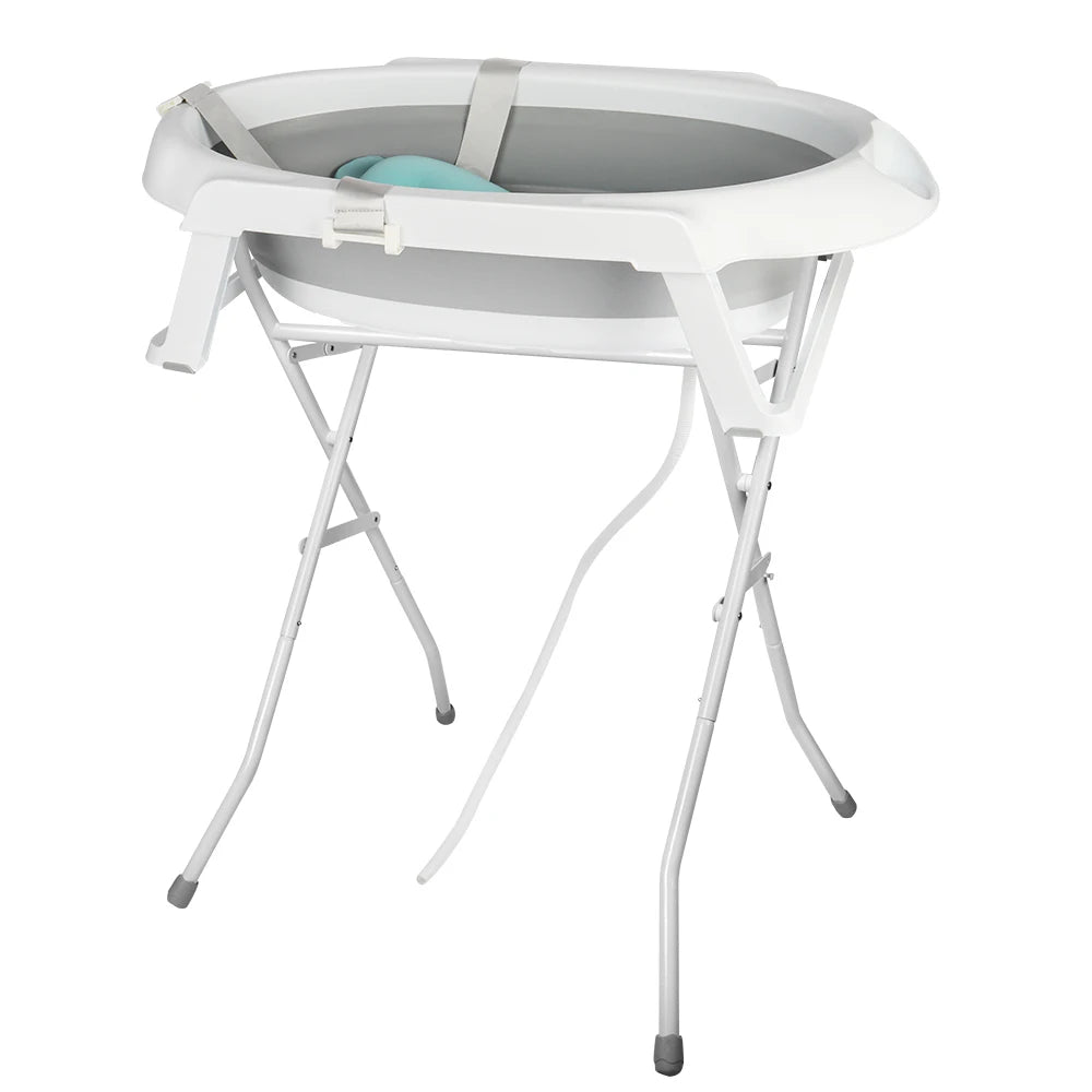 Baby bathtub with bathtub holder foldable with Bath cushion-safe and comfortable for newborn-blue/pink/gray