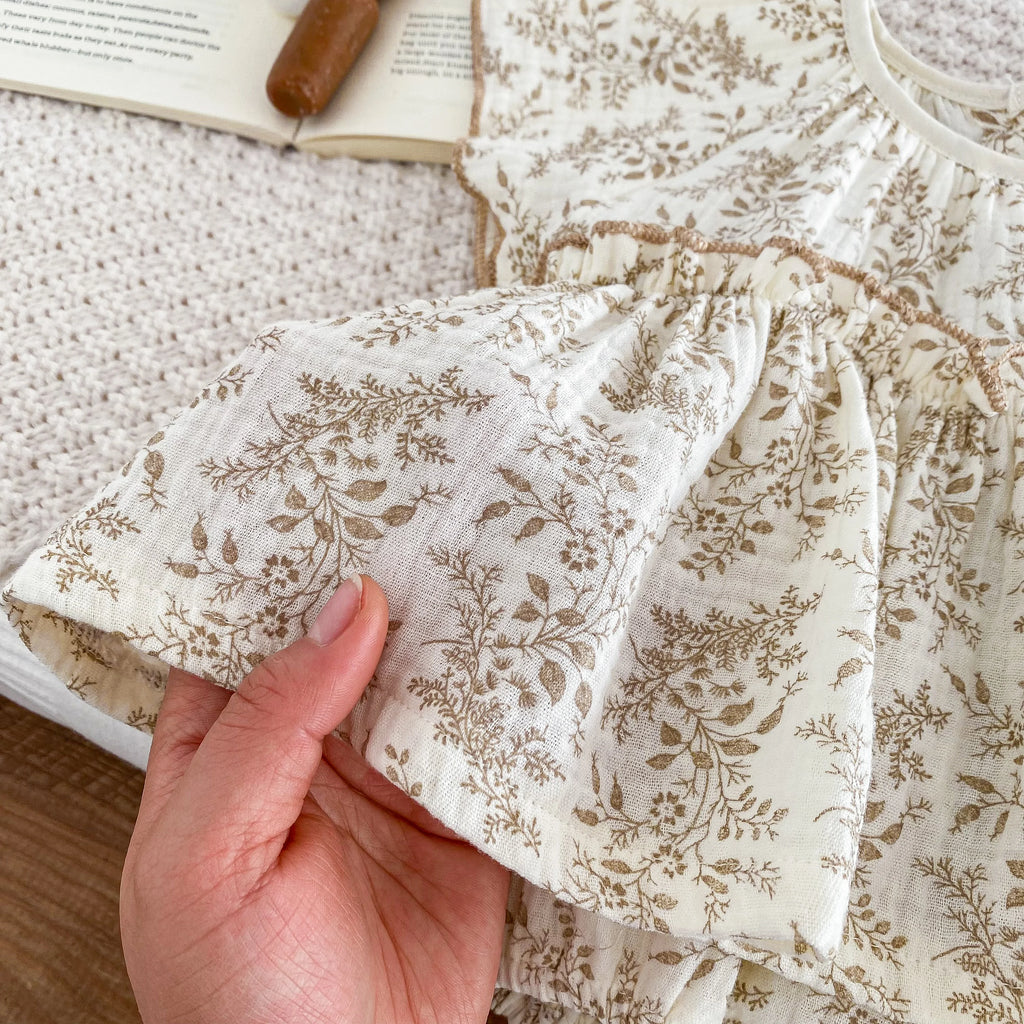 Barboteuse Bébé Fille Été – Body Fleuri Léger & Confortable