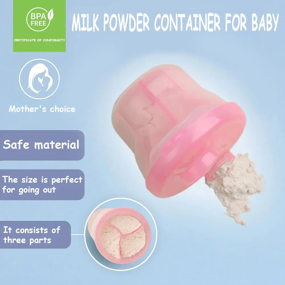 1PC 3-Cell Portable Milk Powder Dispenser & Snack Storage Box, BPA-Free, Travel & Outdoor Use, Compact Baby Formula Container