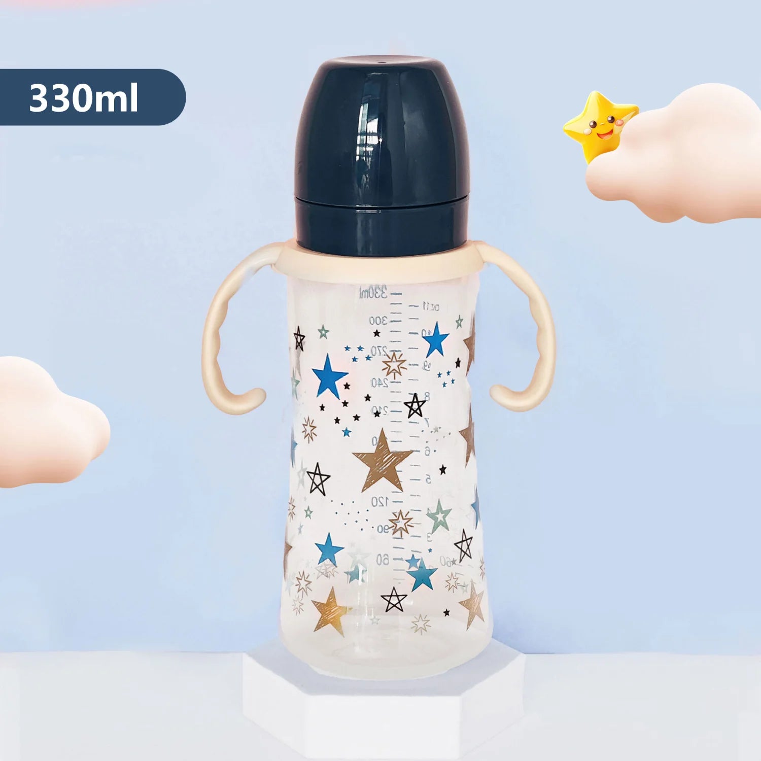 330ml baby bottle with handle, easy to clean, feeding accessory for children, suitable for various occasions
