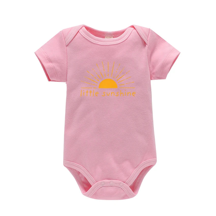 3-24M Cotton Bodysuit For Newborns Little Sunshine Baby Infant Baby Girls Boys Clothes Jumpsuit Solid Baby's Rompers Summer