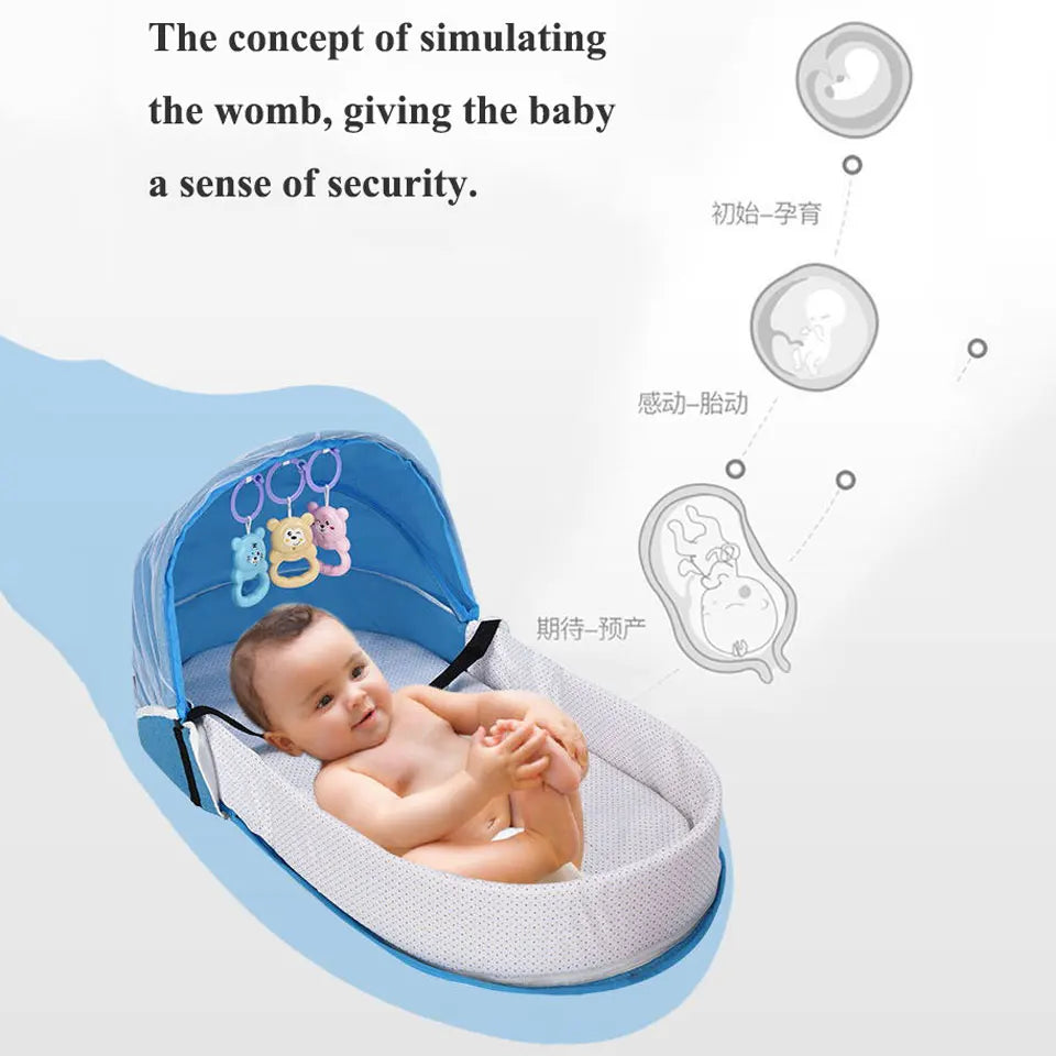 Portable Travel Baby Crib Foldable Baby Cot Nest Multi-function Baby Bed with Protection Mosquito Net Cradle for Newborns Crib