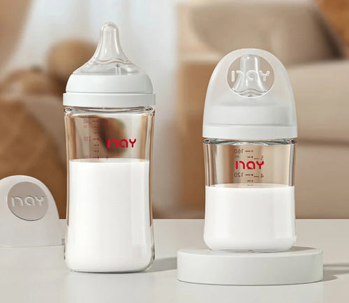 Biberon Bébé en Verre – Col Large Anti-Étouffement 0-3 Mois