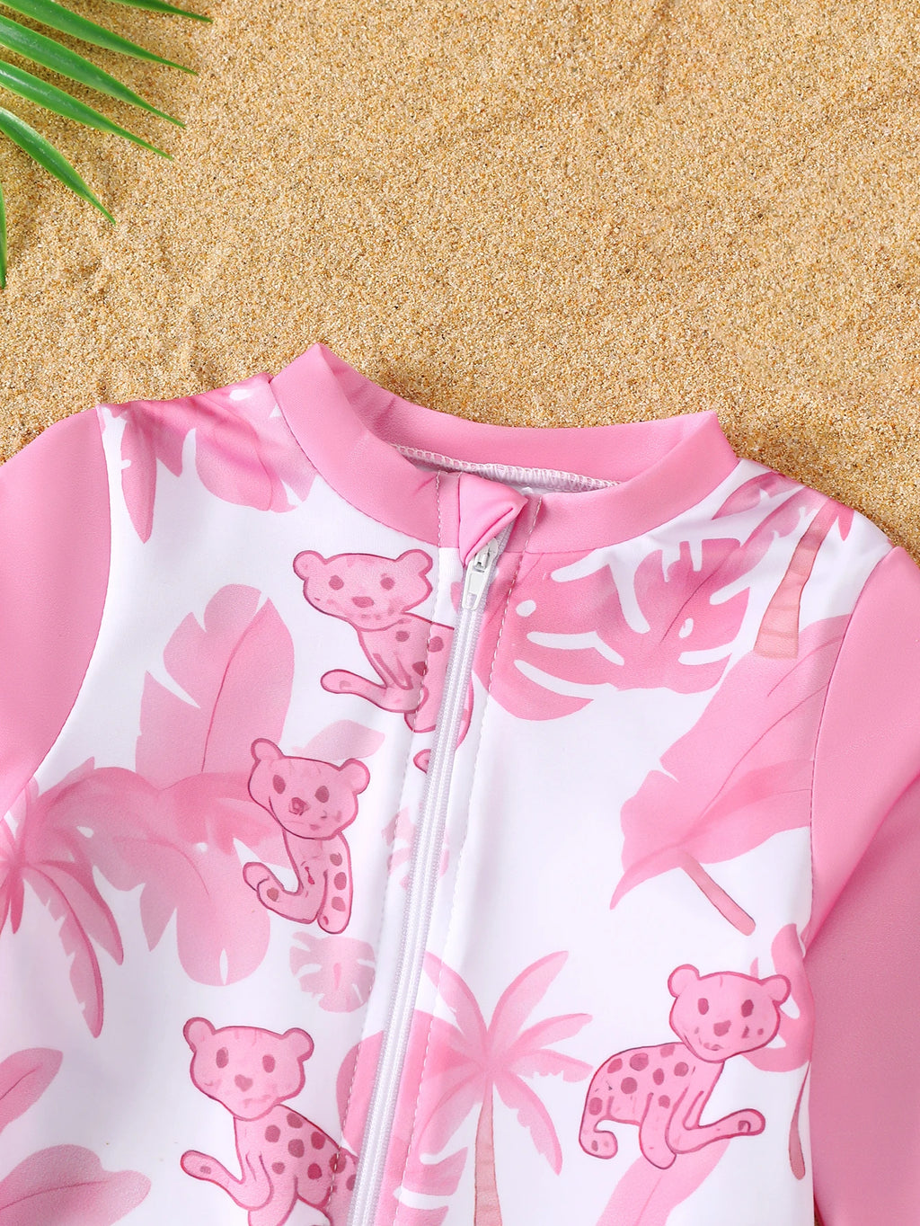 Maillot de Bain Bébé Fille Rose – Manches Longues avec Chapeau