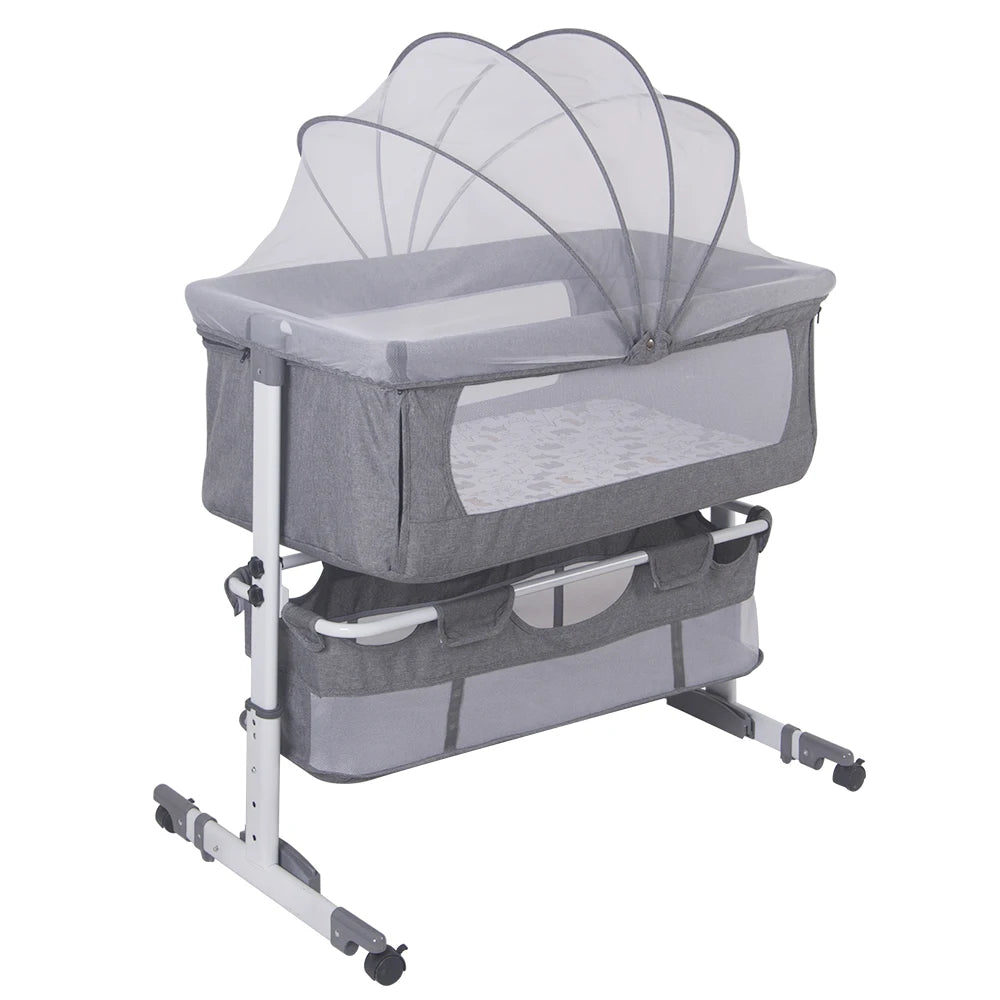 3 In 1 Travel Bed For Babies, Side Bed, Baby Cradle, Baby Bed, Baby Rocker, 6 Height Adjustable, Swing To Sleep, For Infants/Pet