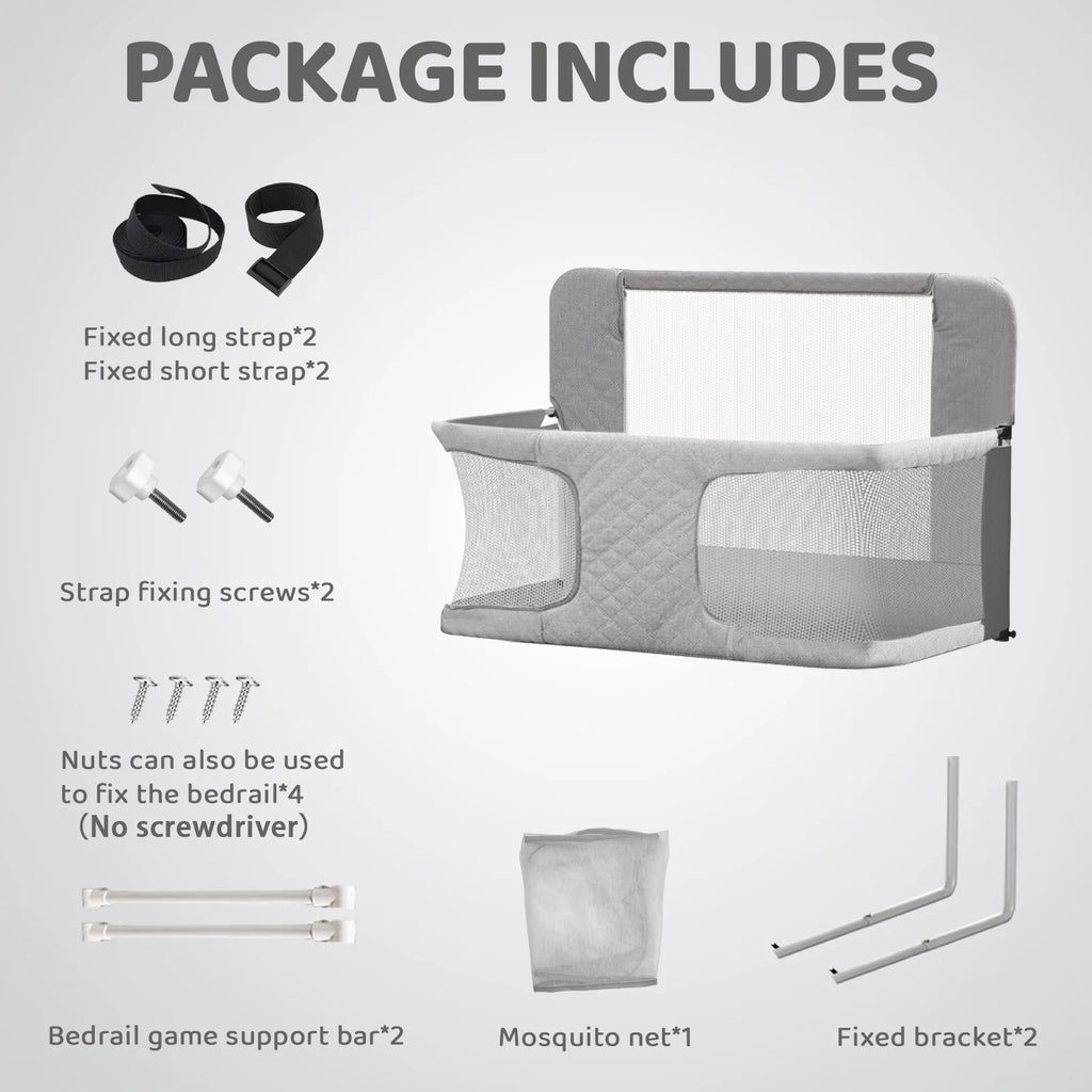 Baby Crib, 3-In-1 Folding Baby Crib Sleeper With Breathable & Visible Mesh Window, Washable Elastic Cloth Liner Cover Portable
