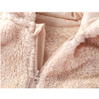 2025 Winter Newborn Baby Cartoon Bear Plush Onesie Hooded Ear Fluffy Romper Unisex 0-12M Thermal Infant Jumpsuit Warm Outfit