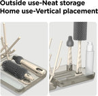 Travel Bottle Brush Set, Auto-Open Rack & Vertical Brushs Drying Slots, 3 Brushes, Foldable Drying Rack, Travel Baby Essentials