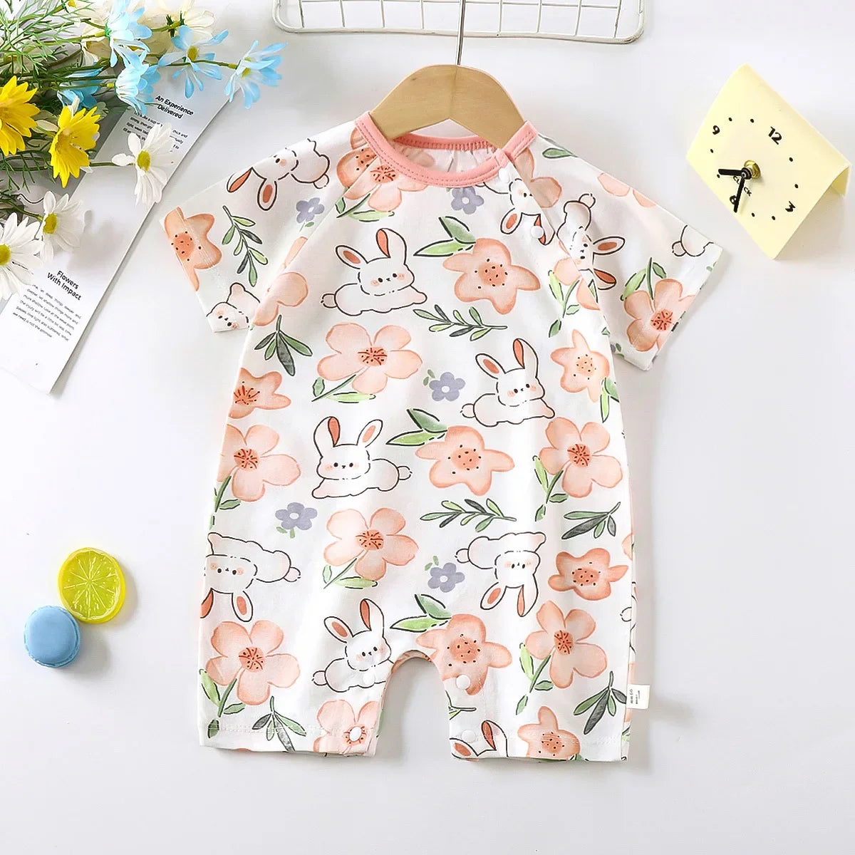 Barboteuse Bébé Cartoon – Body Été en Coton Léger Manches Courtes