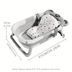 Anti-Slip Foldable Baby Bath Tub – with Thermometer, Bath Cushion, Easy Storage, 0-36 Months, Blue, Pink