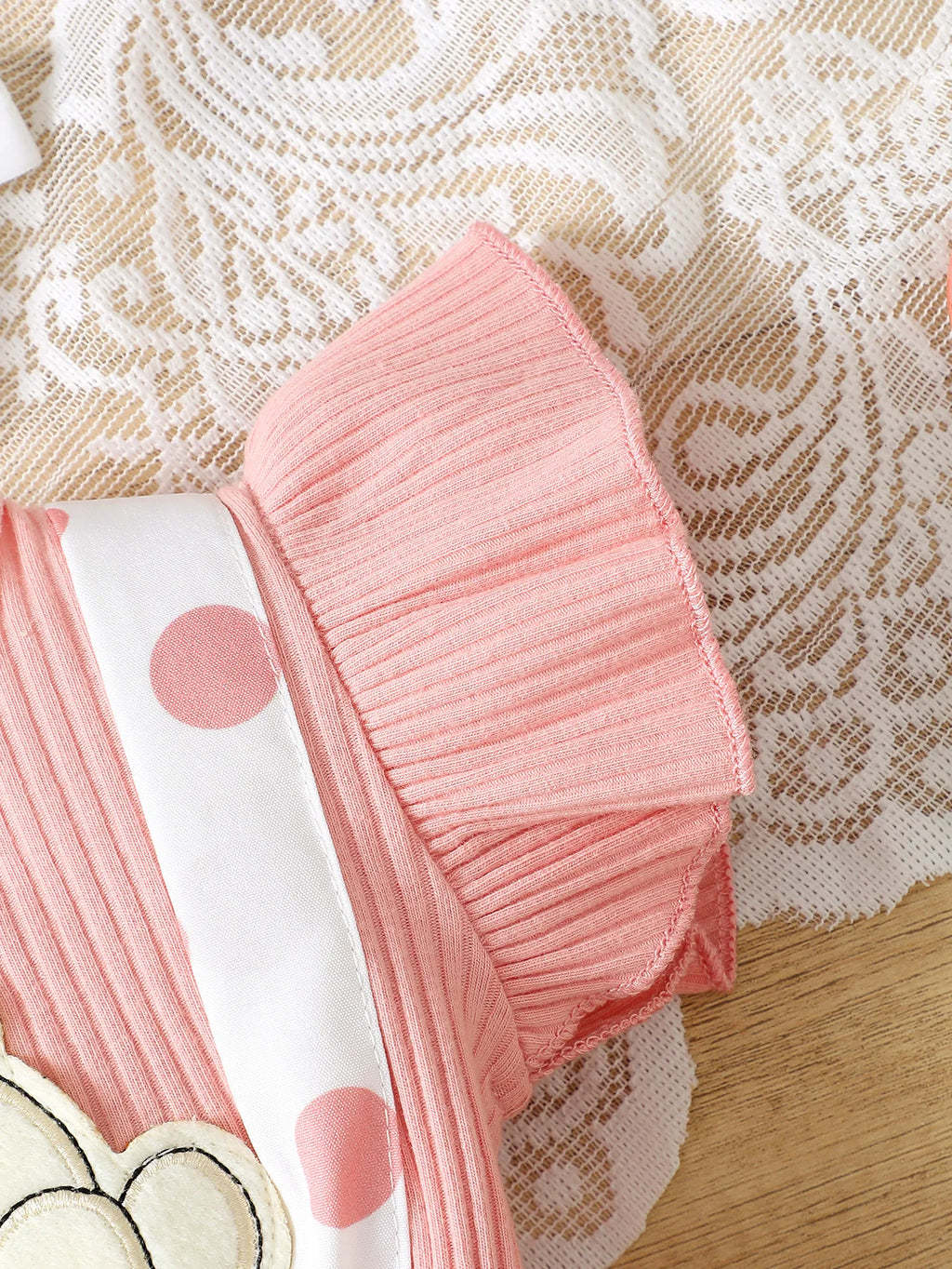Robe Bébé Fille – Pois & Broderie Ours