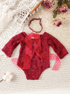 Ylsteed 2 Pieces Set Newborn Lace Romper Infant Photography Outfits with Matching Headband Baby Girl Photo Shooting Props