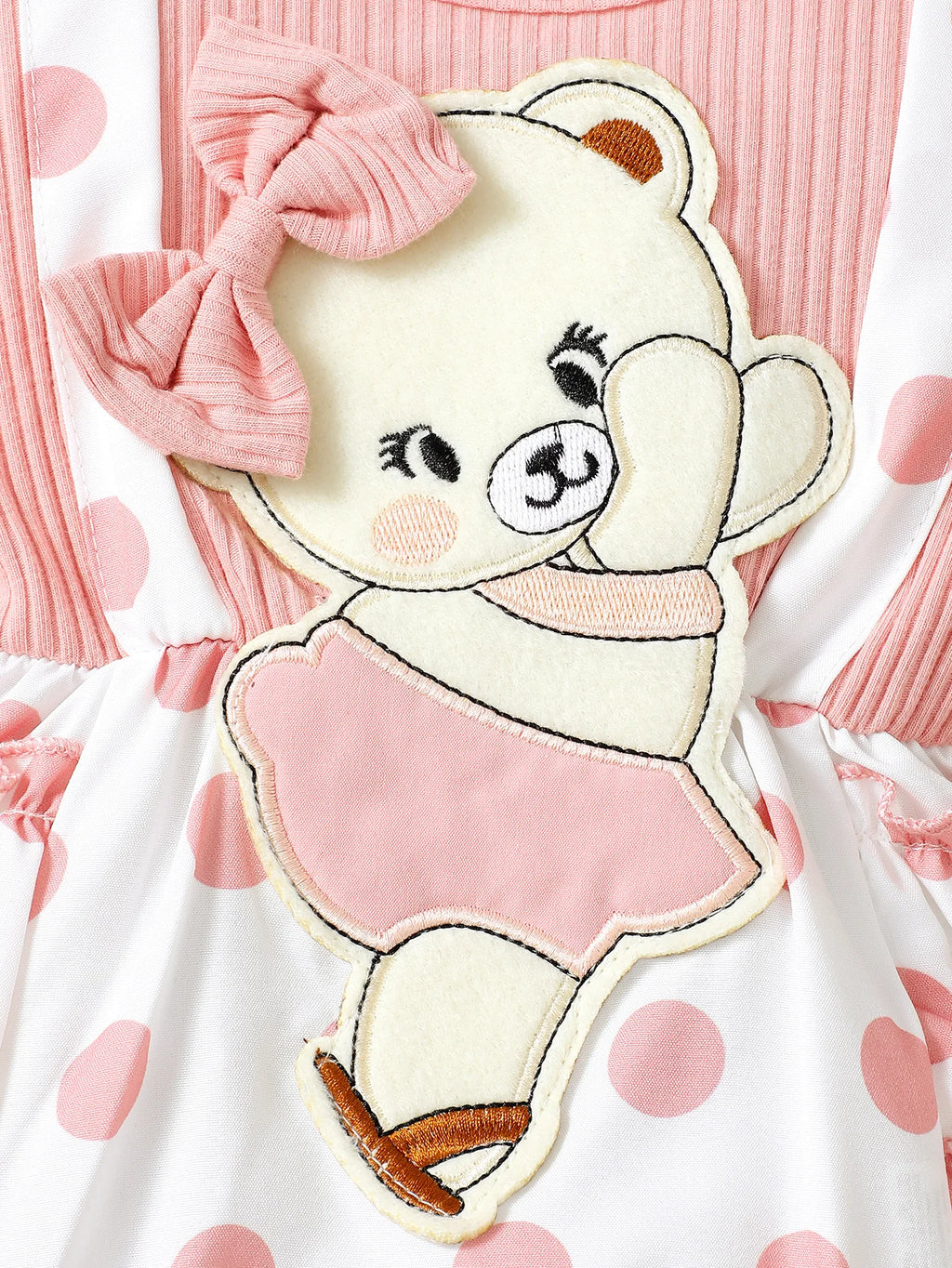 Robe Bébé Fille – Pois & Broderie Ours