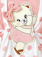 Robe Bébé Fille – Pois & Broderie Ours
