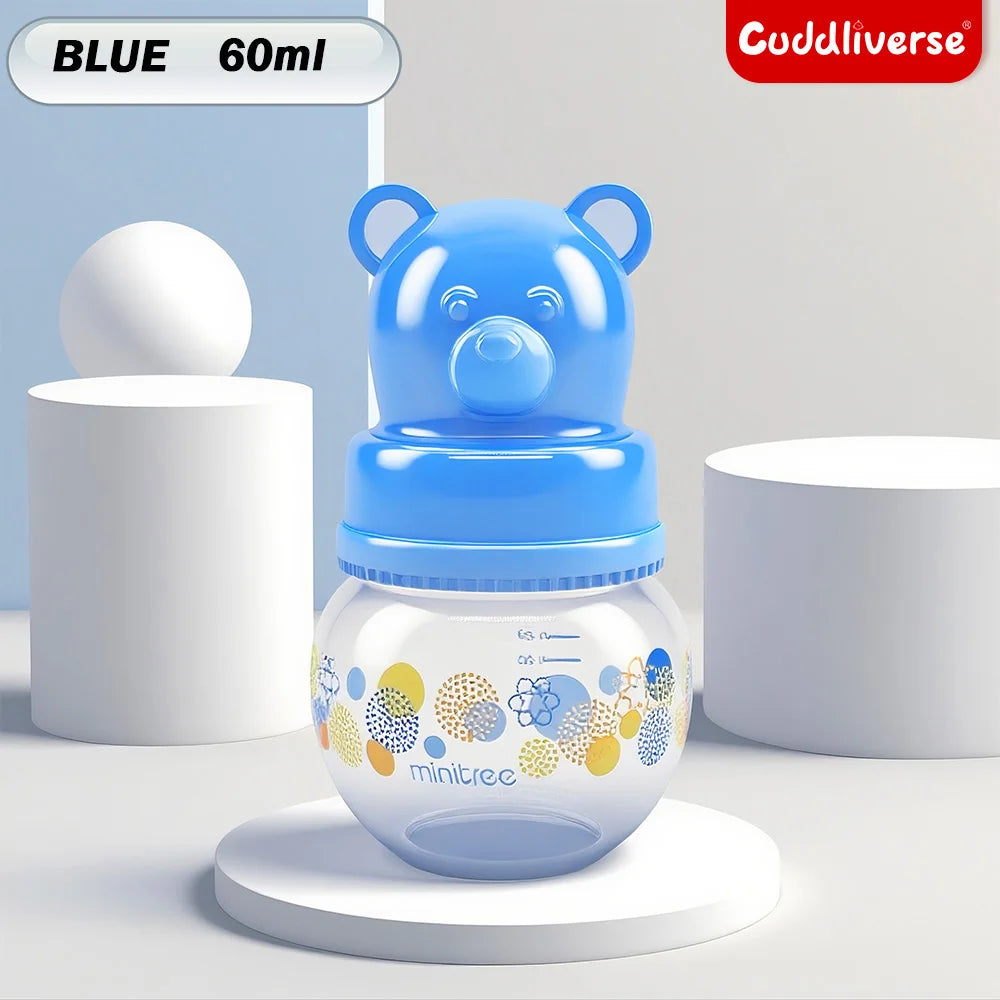 60ml wide diameter baby PP bottle, Cartoon bear shape newborn mini bottle, BPA-free, anti-drop and anti-drop, holiday gift