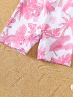 Maillot de Bain Bébé Fille Rose – Manches Longues avec Chapeau