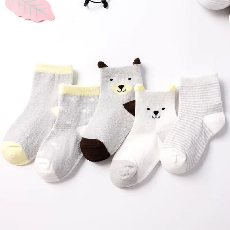 Lot 5 Chaussettes Bébé – Chat Mignon