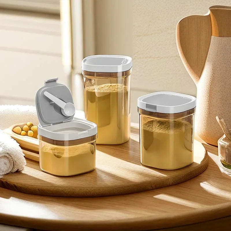 Three-in-one infant formula milk powder storage container  Magnetic key sealed fresh and multi-capacity