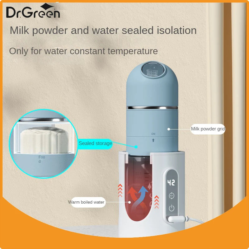 Dr.Green  4S Thermostatic Newborn Baby Bottle Wide Mouth Glass 150mL/240mL Sealed isolation Fast milk filling RemovableWashable