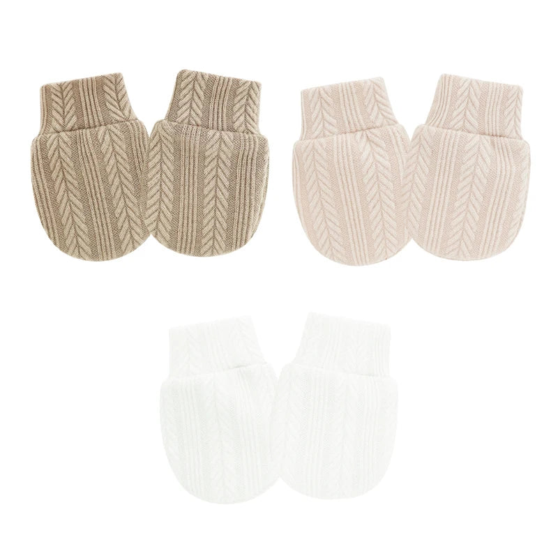 Lot 3 Moufles Bébé – Coton Doux