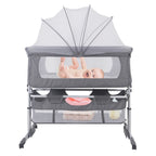 3 In 1 Travel Bed For Babies, Side Bed, Baby Cradle, Baby Bed, Baby Rocker, 6 Height Adjustable, Swing To Sleep, For Infants/Pet