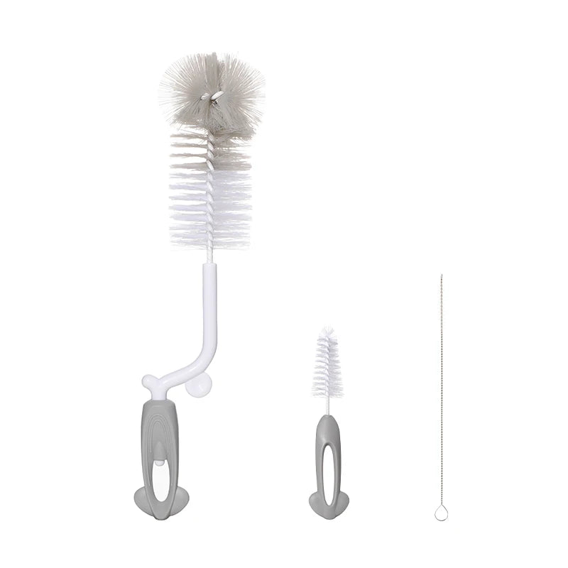 3 in 1 Set SAIDAH 360° Nylon Rotating Feeding Milk Bottle Brush Set