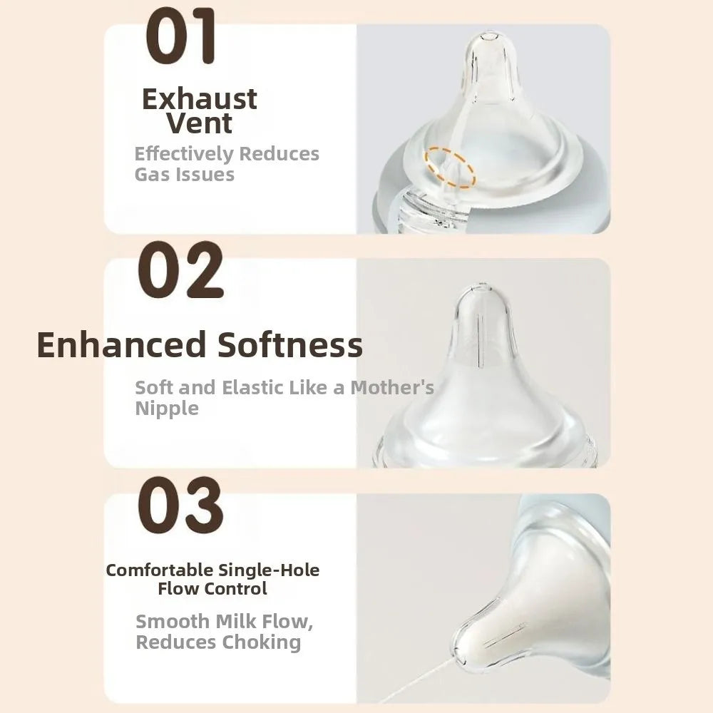 Cute Glass Baby Bottle Anti Choking 80/160ML Infant Milk Bottle Anti-flatulence Food Grade Baby Drinking Cup Toddler