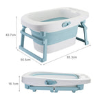 Baby Bathtub, foldable bathtub with cork, bathtub child length cm, 0-10 years (blue)