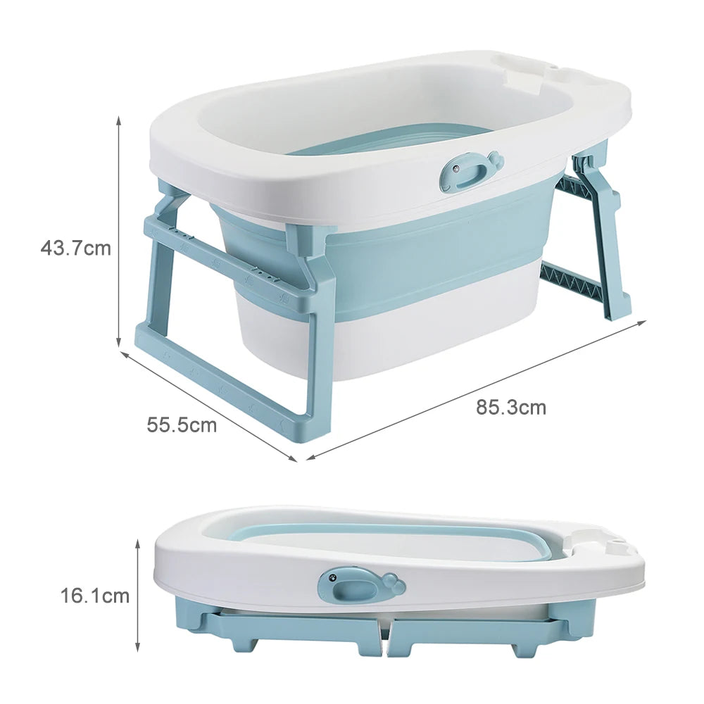 Baby Bathtub, foldable bathtub with cork, bathtub child length cm, 0-10 years (blue)