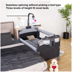 5-in-1 Baby Playpen Crib Bedside Sleeper with Diaper Table and Activity Center Foldable Multifunctional Infant Bed Winter Baby